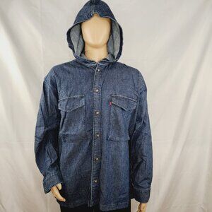 Levi's Warm Sutter Hooded Overshirt Navy XL OverSized Cottonized Hemp NWT